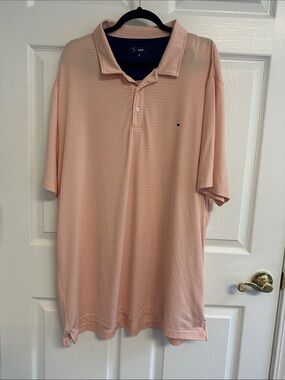 Crown & Ivy Men’s Peach & White Striped Polo